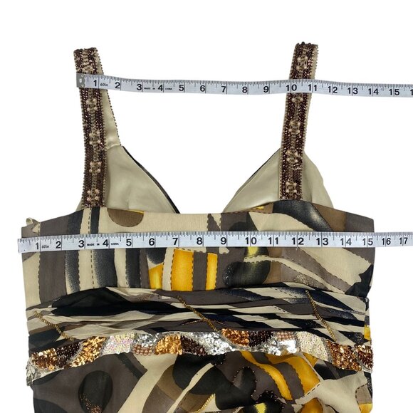 Nina Austin Silk Formal Gown | L | Metallic Beaded Sequin | Event Ball Gala - Picture 9 of 11